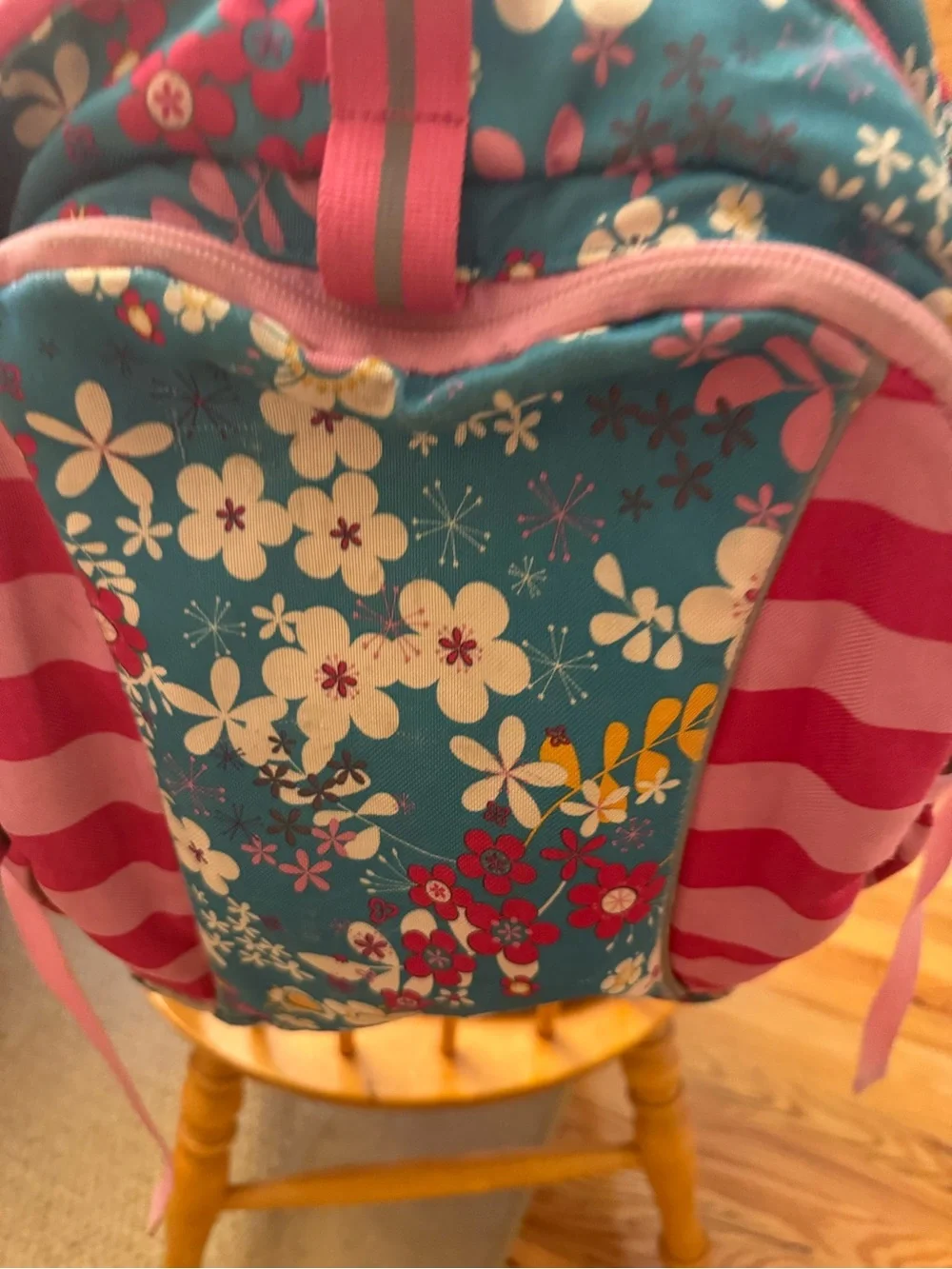 🌸 Garnet Hill Kids Floral Backpack Pink Blue School Book Bag 🎒